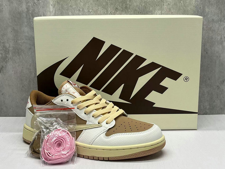 Nike Basketball Chaussures Travis Scott X Jordan 1 Low OG Homme Femme Blanc Marron 36-47